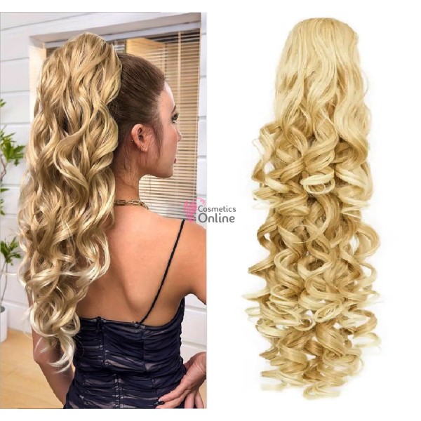 Extensie de par coada tip Mesa ondulata cu elastic de 60 cm Blond Deschis Ombre Mixt  39153